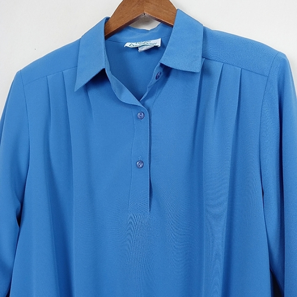 Vintage DaRue for Drapers & Damons Long Sleeve Blouse Padded Shoulder Size 12 - Picture 2 of 8